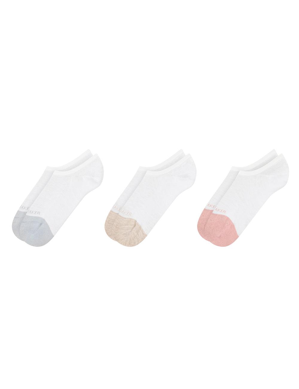 Ted Baker 3 Pack Contrast Toe Liner Trainer Socken Damen Weiß | GONVH-4713