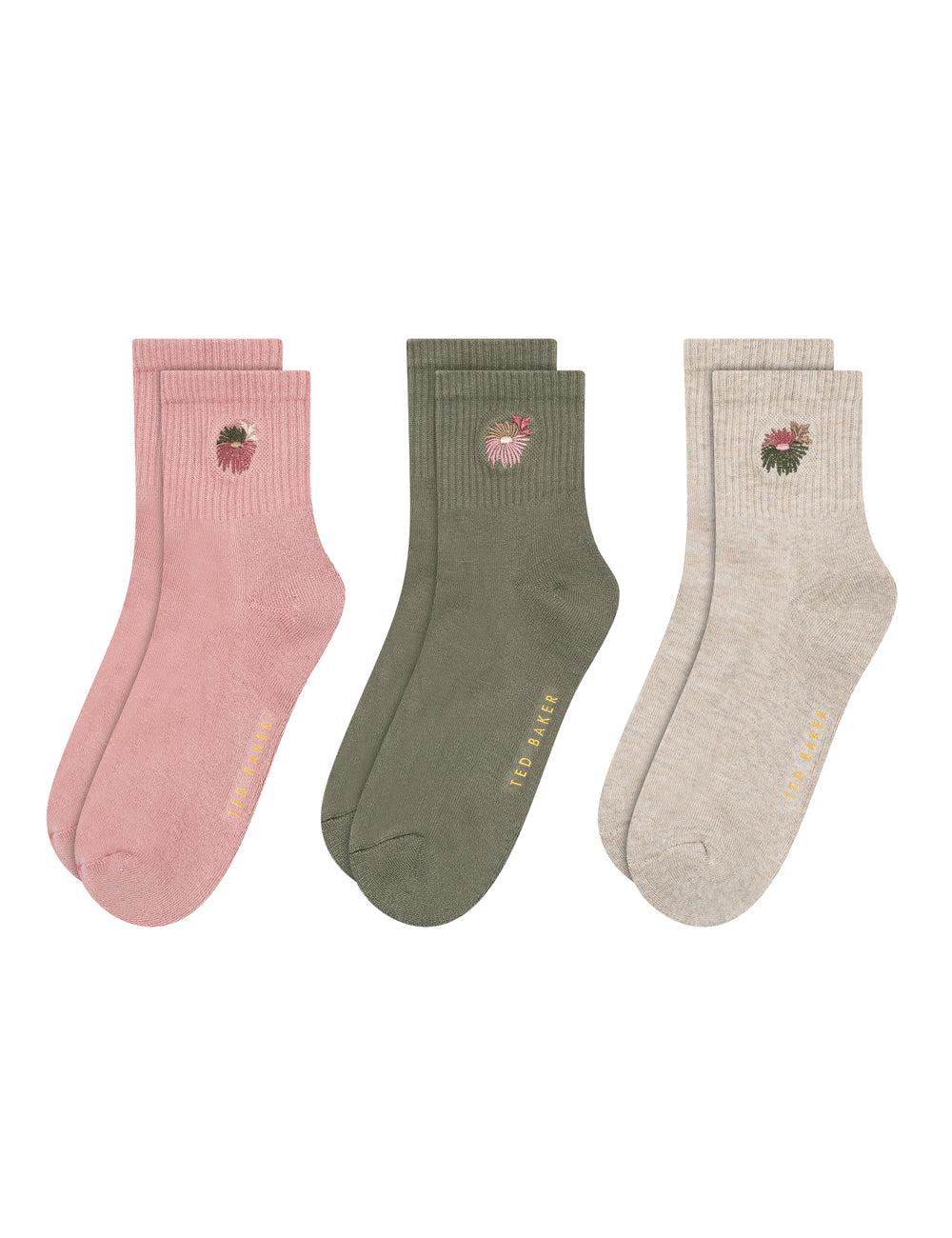 Ted Baker 3 Pack Cushioned Sole High Ankle Crew Socken Damen Rosa | VLUIJ-6230