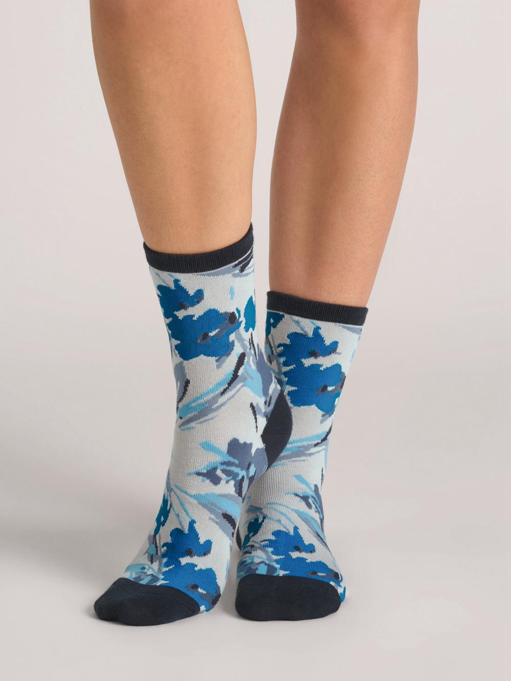 Ted Baker 3 Pack Mixed Floral Rayon Crew Socken Damen Blau | UOILA-0951