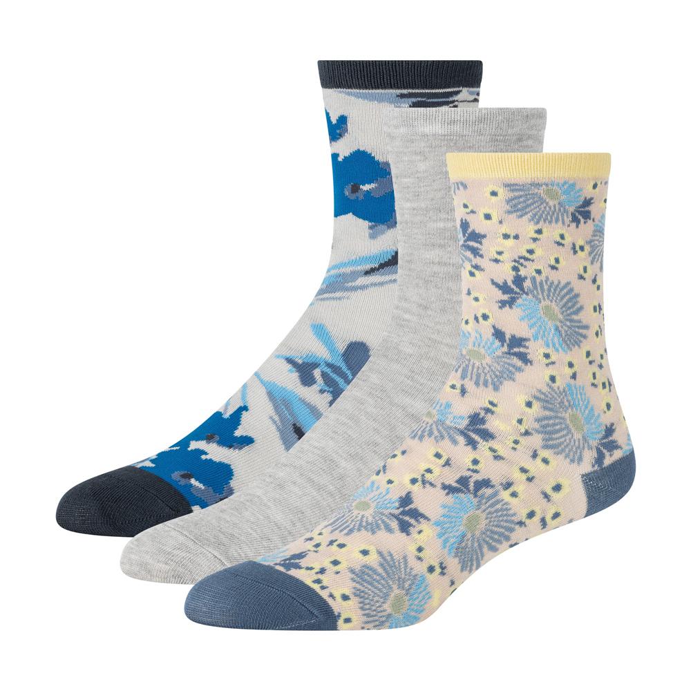 Ted Baker 3 Pack Mixed Floral Rayon Crew Socken Damen Blau | UOILA-0951