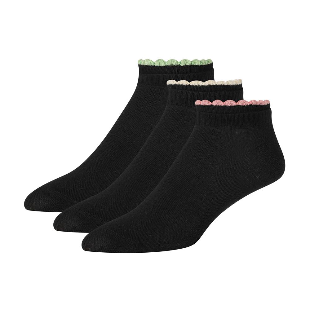 Ted Baker 3 Pack Scalloped Low Cut Ankle Socken Damen Schwarz | IQHJU-1839