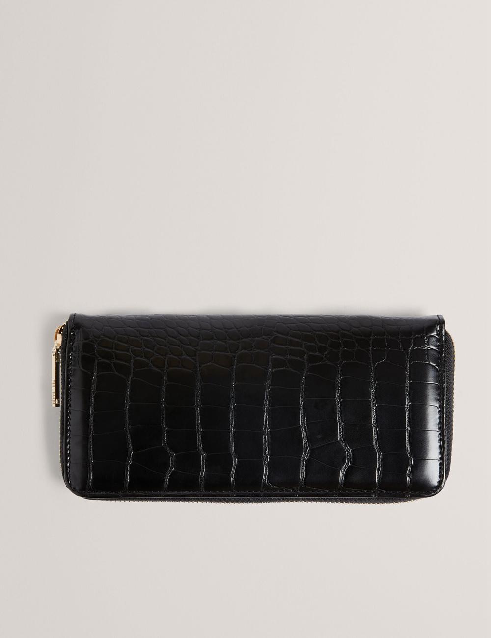 Ted Baker ABBYYI - Croc Effect Slim Travel Jewellery Case Kulturbeutel Damen Schwarz | HADSJ-1843