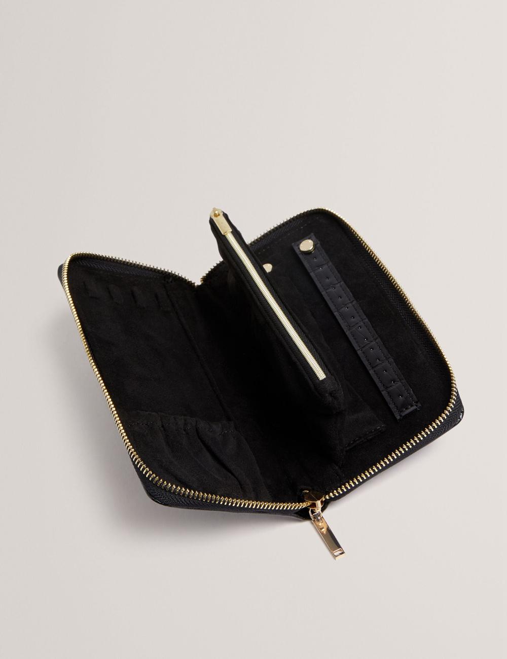 Ted Baker ABBYYI - Croc Effect Slim Travel Jewellery Case Kulturbeutel Damen Schwarz | HADSJ-1843