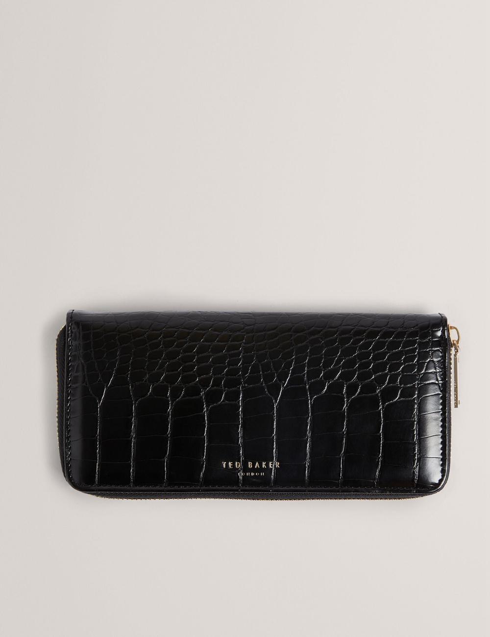 Ted Baker ABBYYI - Croc Effect Slim Travel Jewellery Case Kulturbeutel Damen Schwarz | HADSJ-1843