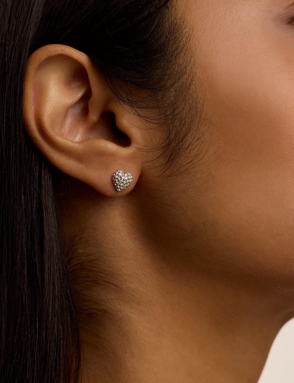 Ted Baker ADORAA - Crystal Heart Stud Ohrringe Damen Silber | HMLRB-4937