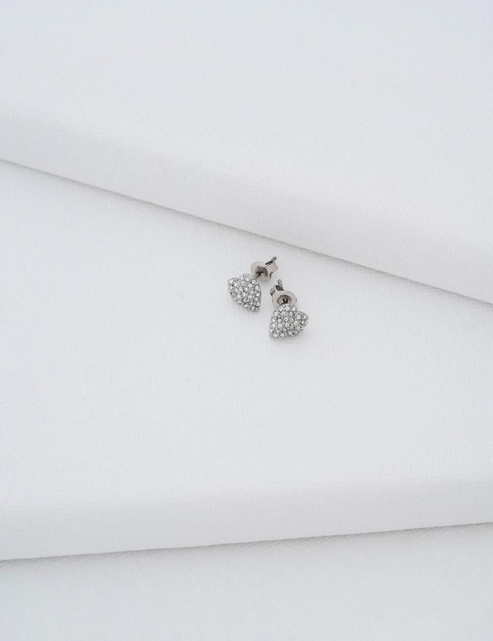 Ted Baker ADORAA - Crystal Heart Stud Ohrringe Damen Silber | HMLRB-4937