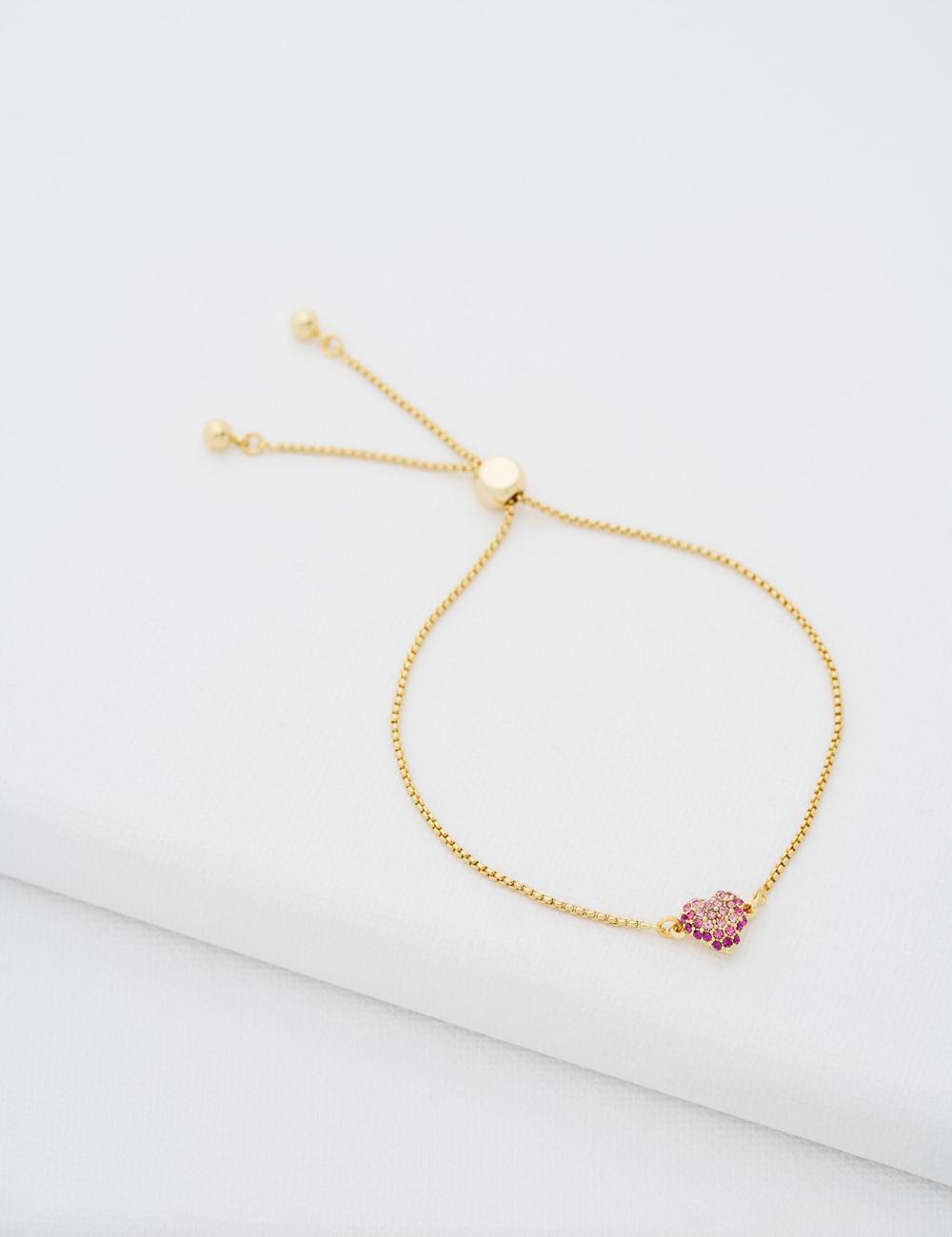 Ted Baker ADORIA - Mini Crystal Heart Adjustable Armbänder Damen Gold | PMVBI-2974