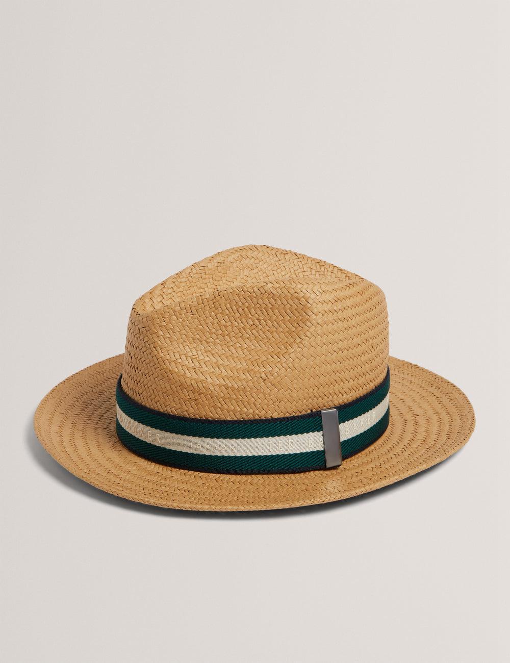 Ted Baker ADRIENS - Straw Panama Webbing Detail Beach Hüte Herren Natural | BFNTU-4706