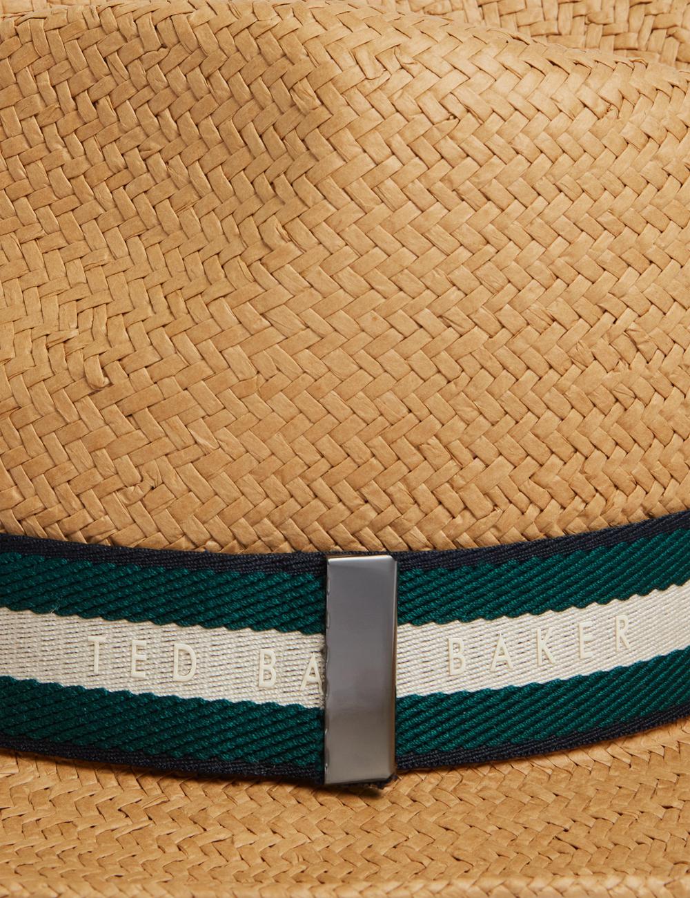Ted Baker ADRIENS - Straw Panama Webbing Detail Beach Hüte Herren Natural | BFNTU-4706