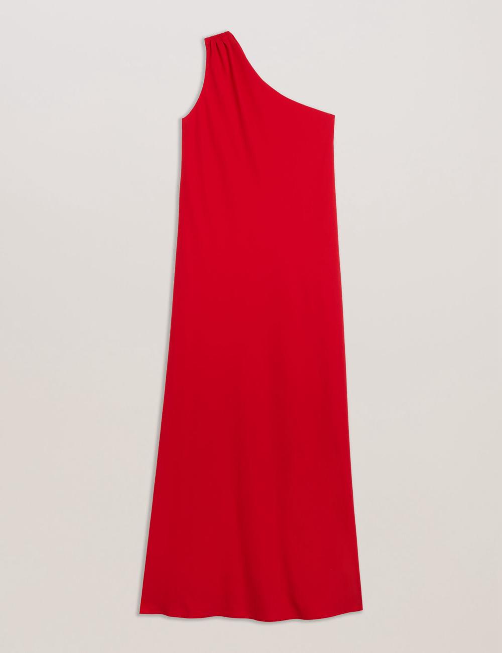 Ted Baker AISLI - One Shoulder Woven Maxikleid Damen Rot | GFSPW-0789