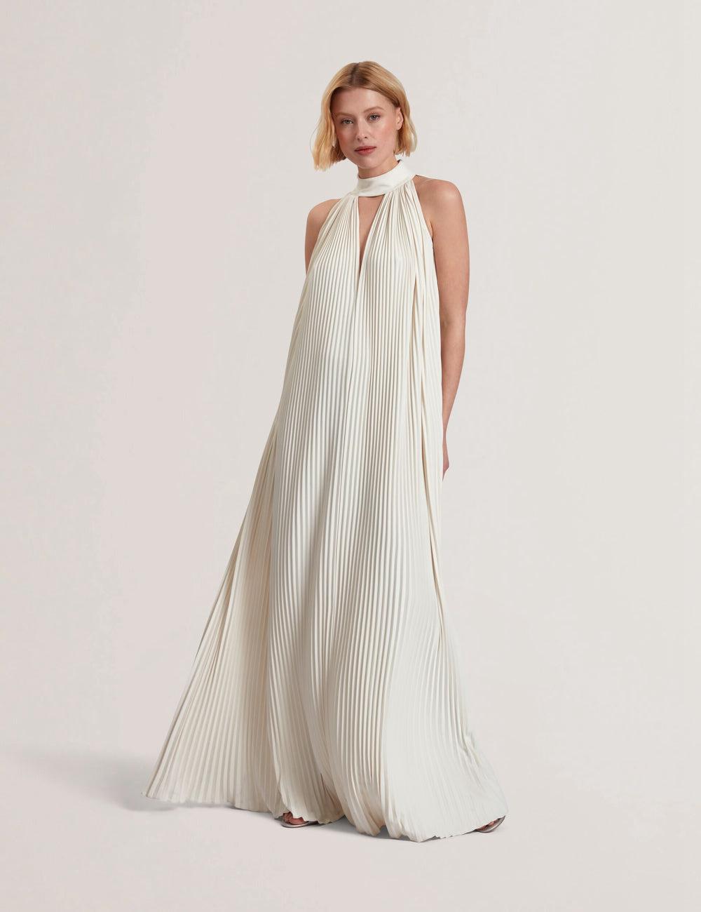 Ted Baker AKALA - Halter Neck Keyhole Detail Pleated Maxikleid Damen Koralle | SBRHA-8654