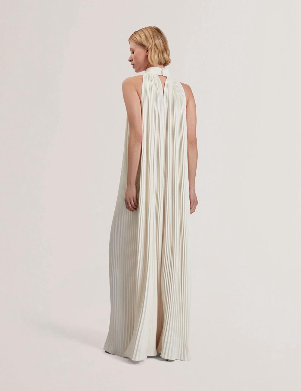 Ted Baker AKALA - Halter Neck Keyhole Detail Pleated Maxikleid Damen Koralle | SBRHA-8654