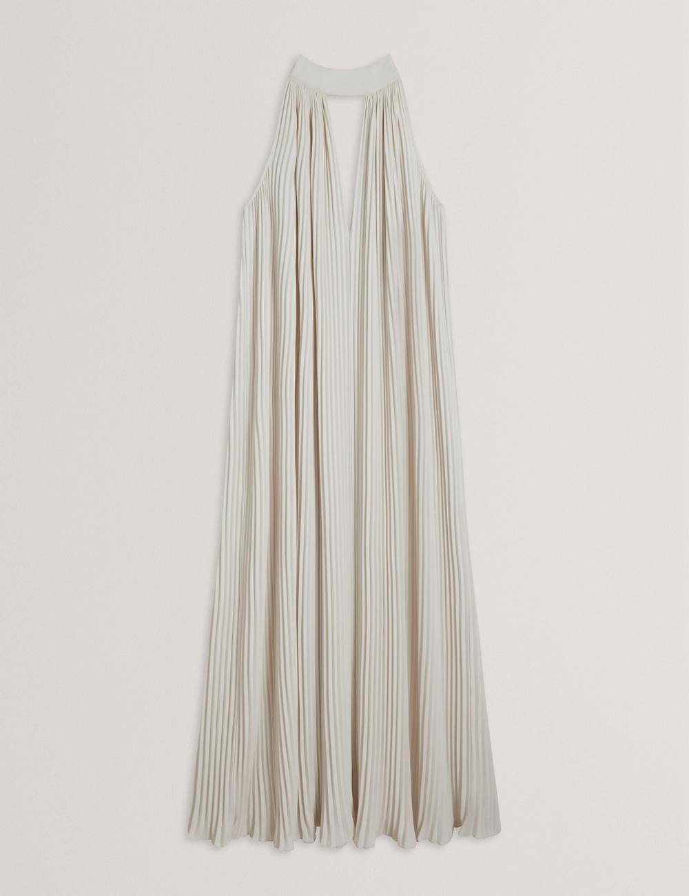 Ted Baker AKALA - Halter Neck Keyhole Detail Pleated Maxikleid Damen Koralle | SBRHA-8654