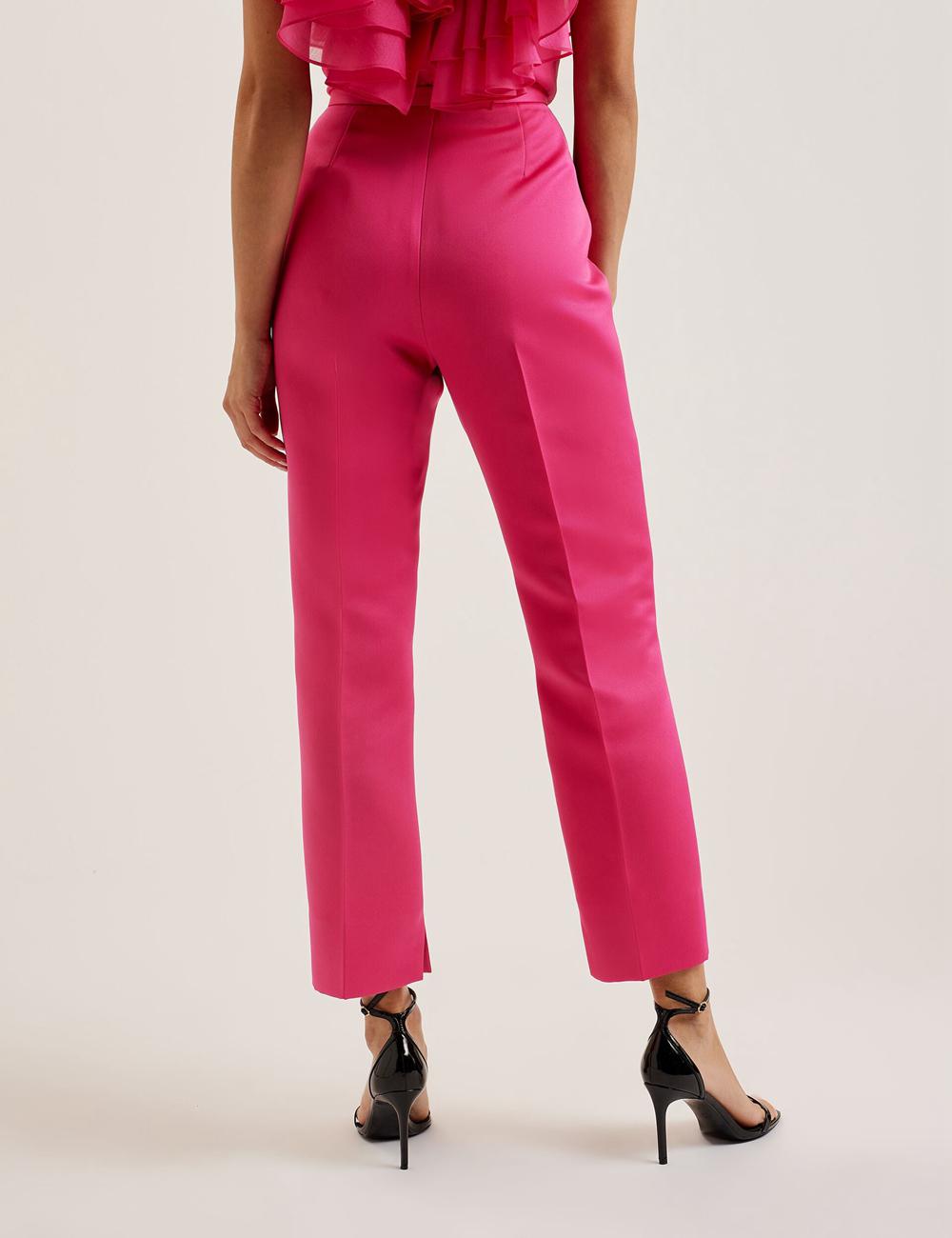 Ted Baker AKENIT - Satin Tailored Slim Leg Hosen Damen Fuchsie | TJQFR-4513
