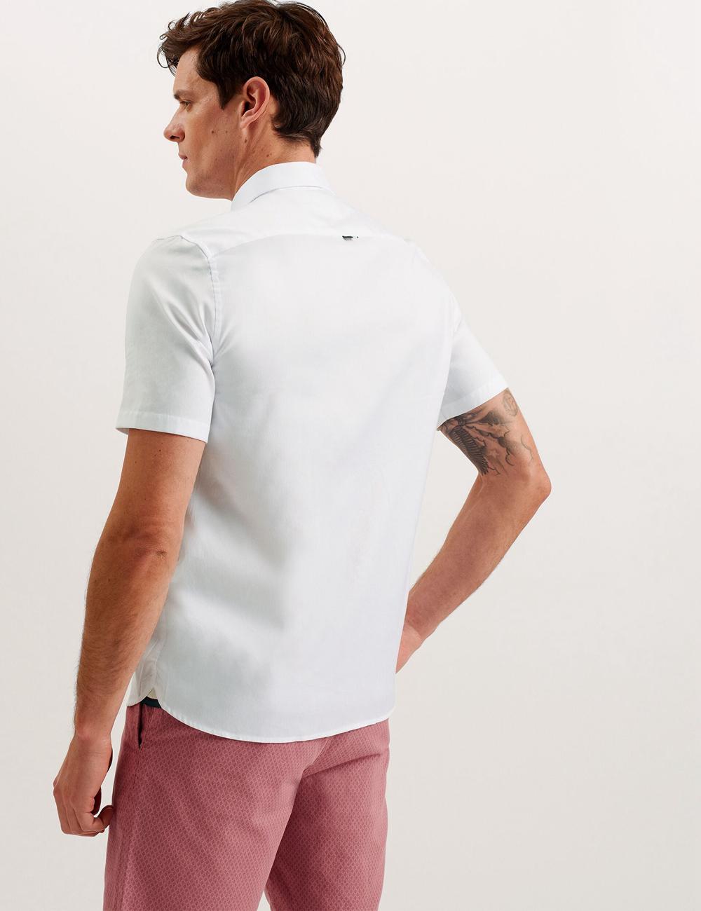 Ted Baker ALDGTE - Short Sleeve Cotton Oxford Hemd Herren Weiß | SRUXM-1764