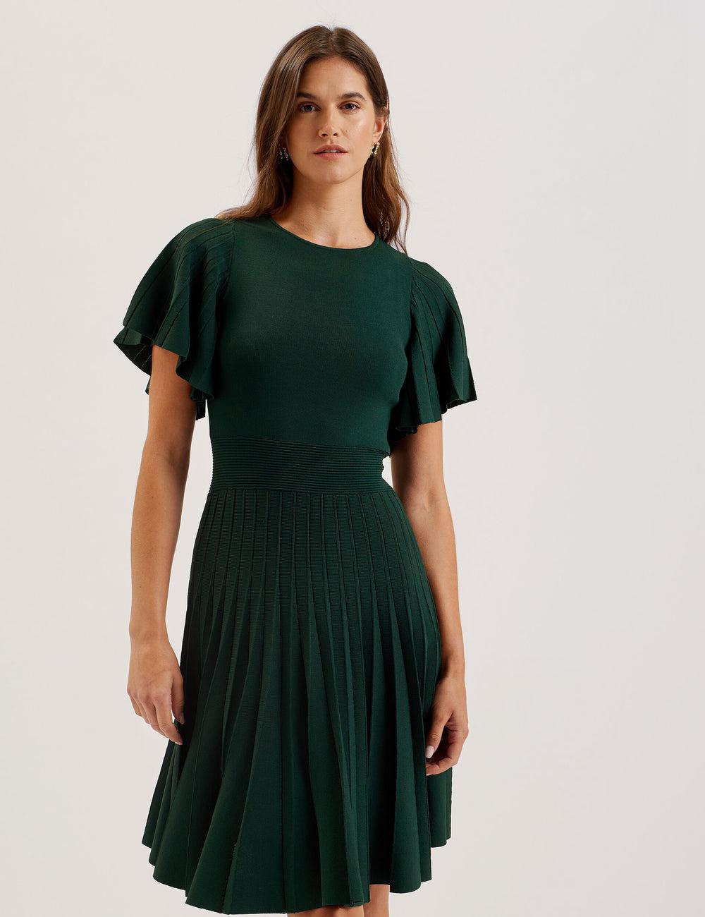Ted Baker ALENHA - Knitted Angel Sleeve Minikleid Damen Grün | VTNFG-7862
