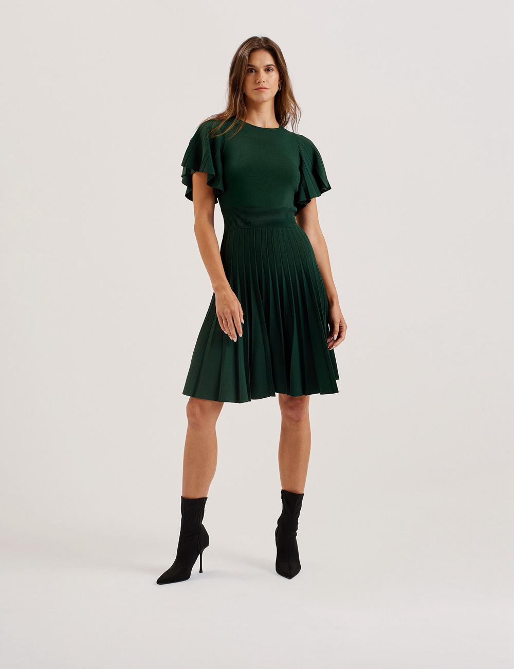 Ted Baker ALENHA - Knitted Angel Sleeve Minikleid Damen Grün | VTNFG-7862