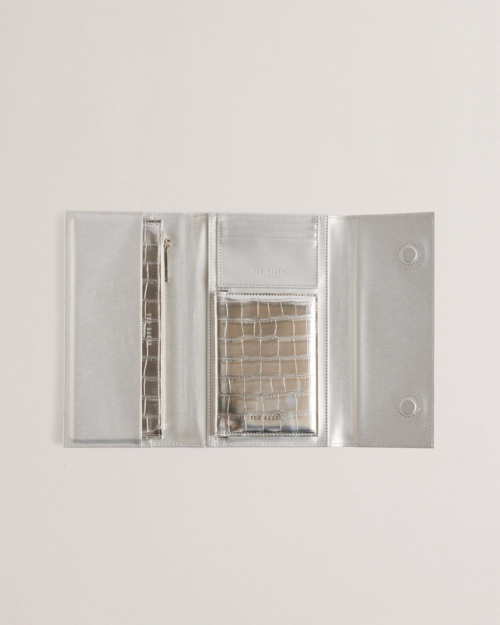 Ted Baker ALETHAI - Croc Effect Travel Organiser Geldbörse Damen Silber | NKXYB-6978