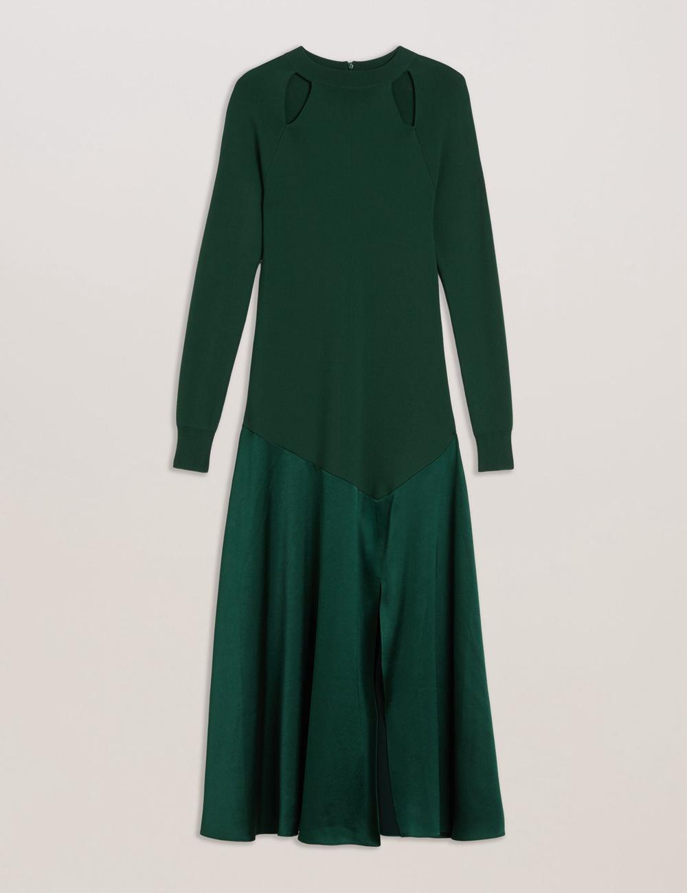 Ted Baker ALFEIOS - Long Sleeve Satin Skirt Midi-kleid Damen Grün | VNJHU-6587