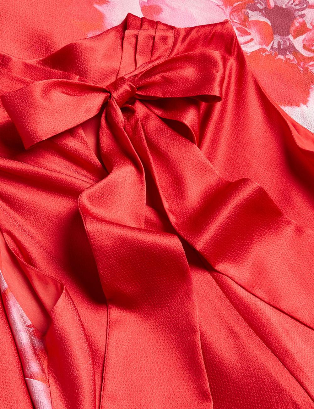 Ted Baker ALIARA - Floral Satin High Neck Sleeveless Midi-kleid Damen Rot | IORCB-5931