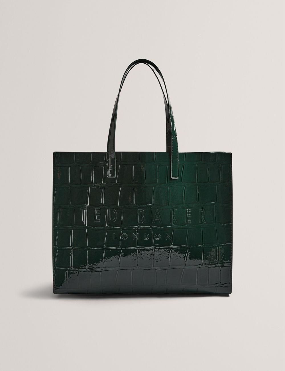 Ted Baker ALLICON - Patent Croc Effect Wide Tragetaschen Damen Grün | NETYP-2867