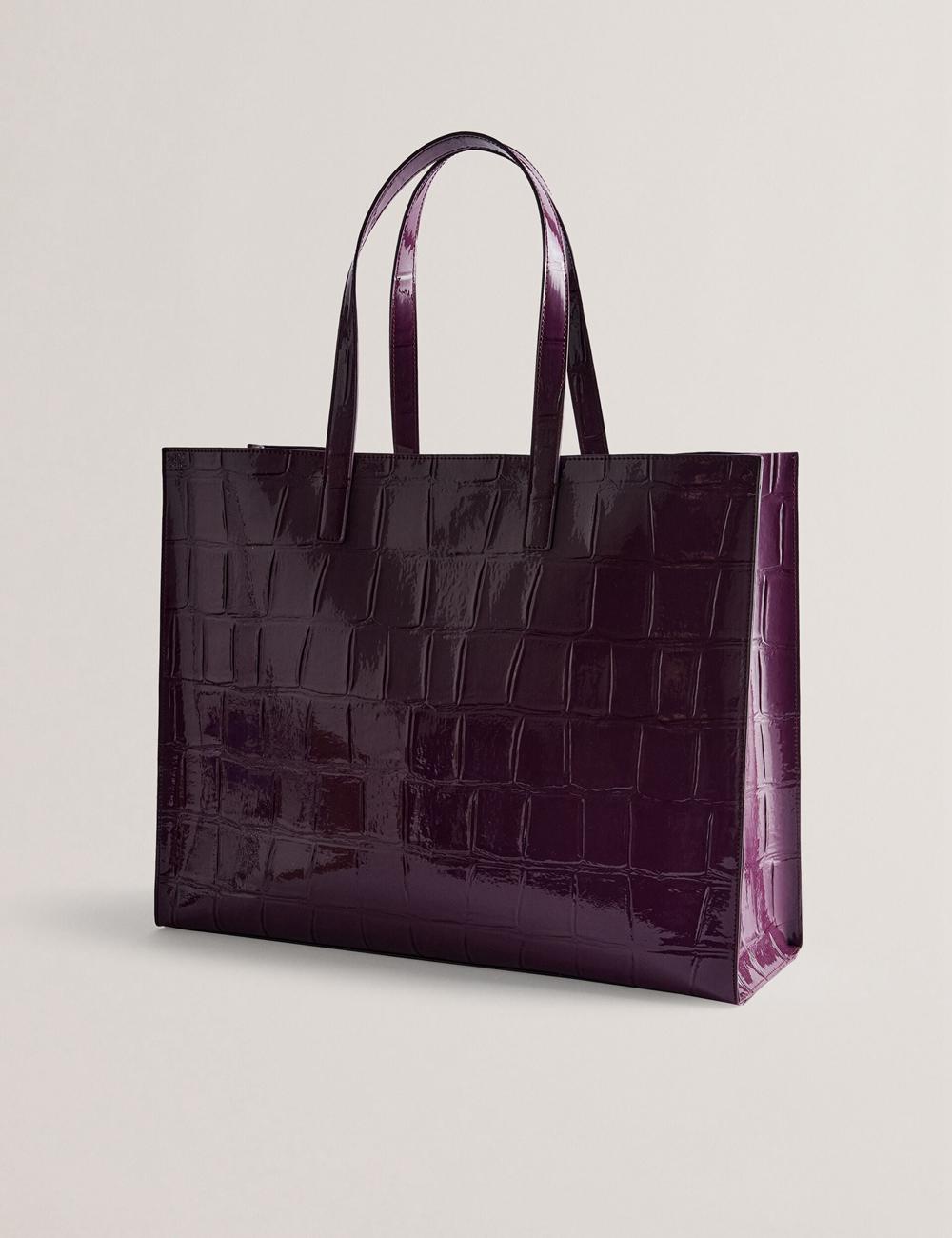 Ted Baker ALLICON - Wide Croc Effect Icon Tragetaschen Damen Bordeaux | VDAIO-3567