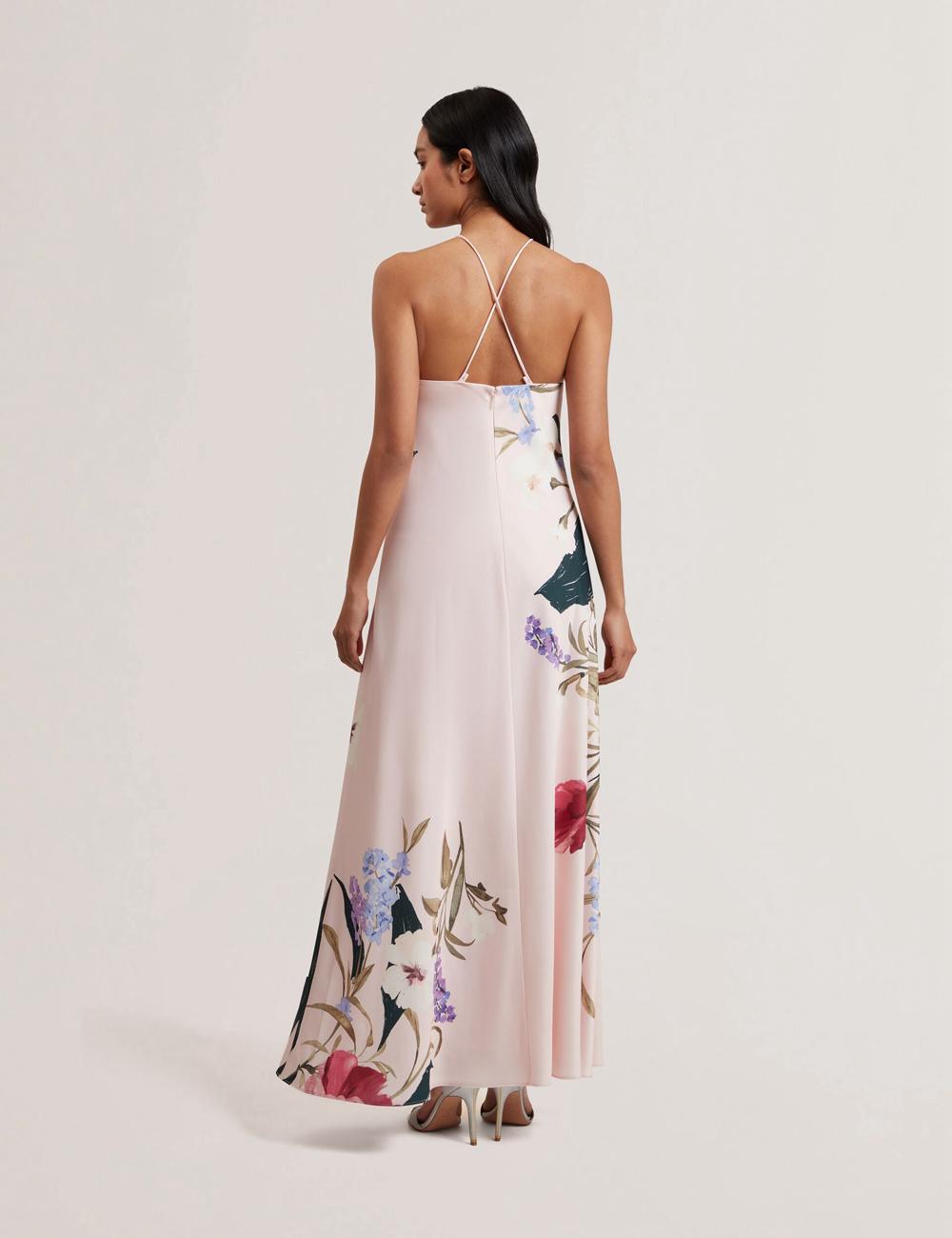 Ted Baker ALMARIA - Floral Halter Neck Woven Maxikleid Damen Rosa | XSNYD-2561