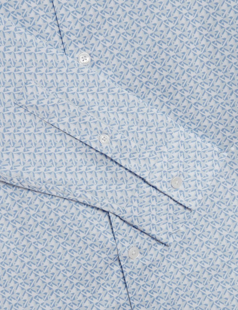 Ted Baker ALPHAIS - Regular Fit Geometric Pure Cotton Hemd Herren Blau | MKWCY-1547