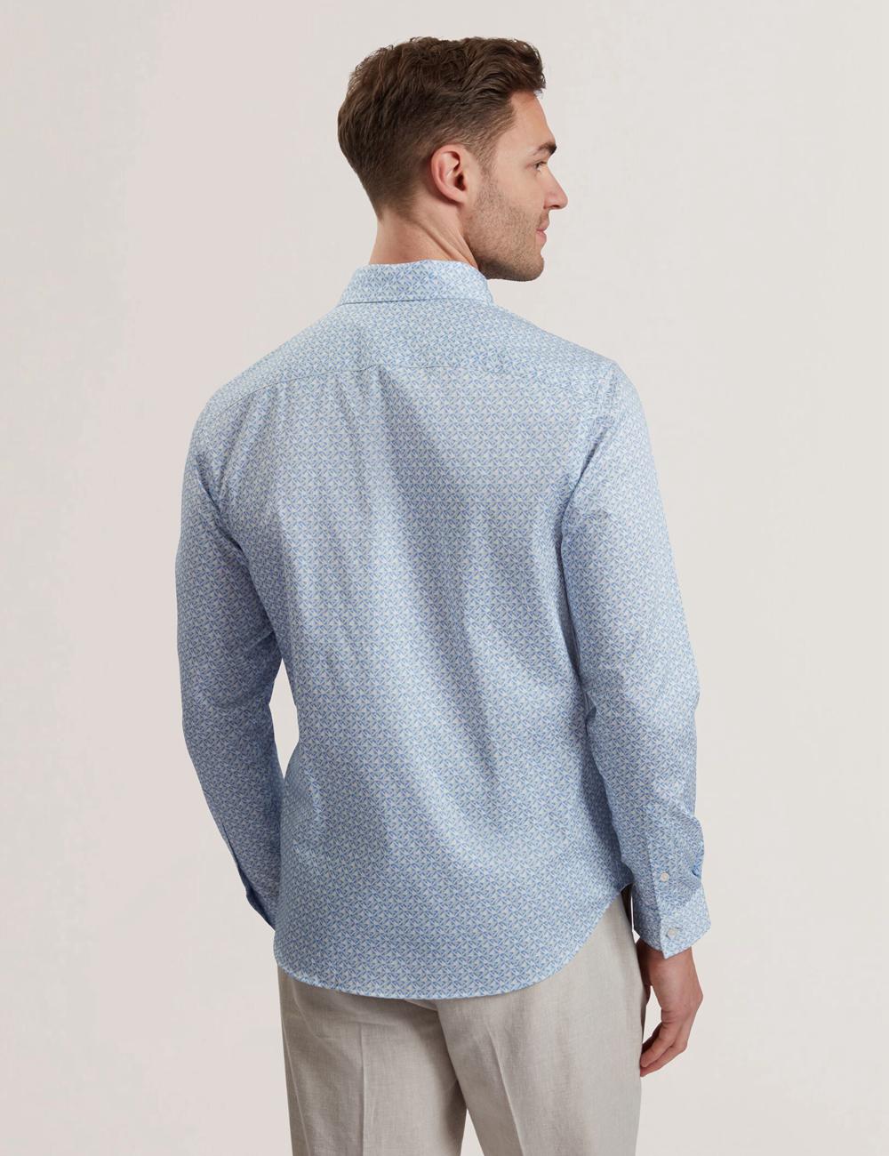 Ted Baker ALPHAIS - Regular Fit Geometric Pure Cotton Hemd Herren Blau | MKWCY-1547