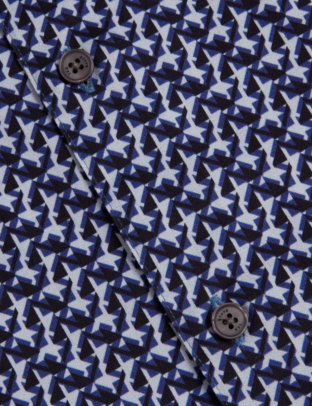 Ted Baker ALPHSO SS Regular Fit Geo Hemd Herren Navy | IQKDR-9653