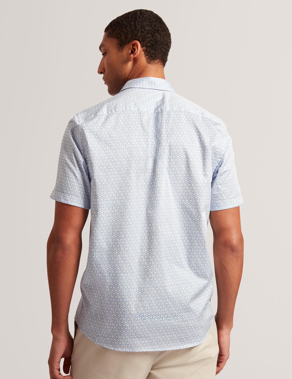 Ted Baker ALPHSO - SS Regular Fit Geo Hemd Herren Blau | PVCYX-8061