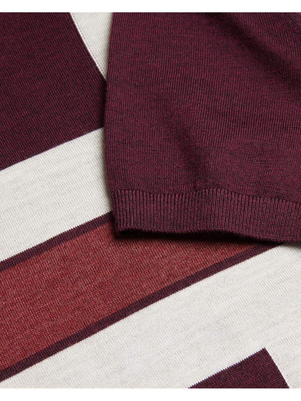 Ted Baker AMBLER - Colour Block Zip Neck Wool Polo Shirts Herren Bordeaux | TCKUW-0547
