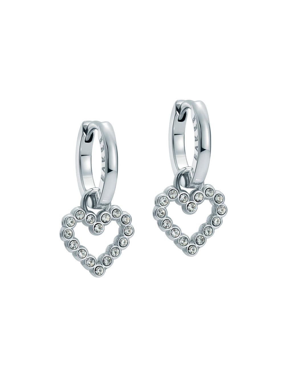 Ted Baker AMORA - Crystal Open Heart Huggie Ohrringe Damen Silber | GARDO-3951