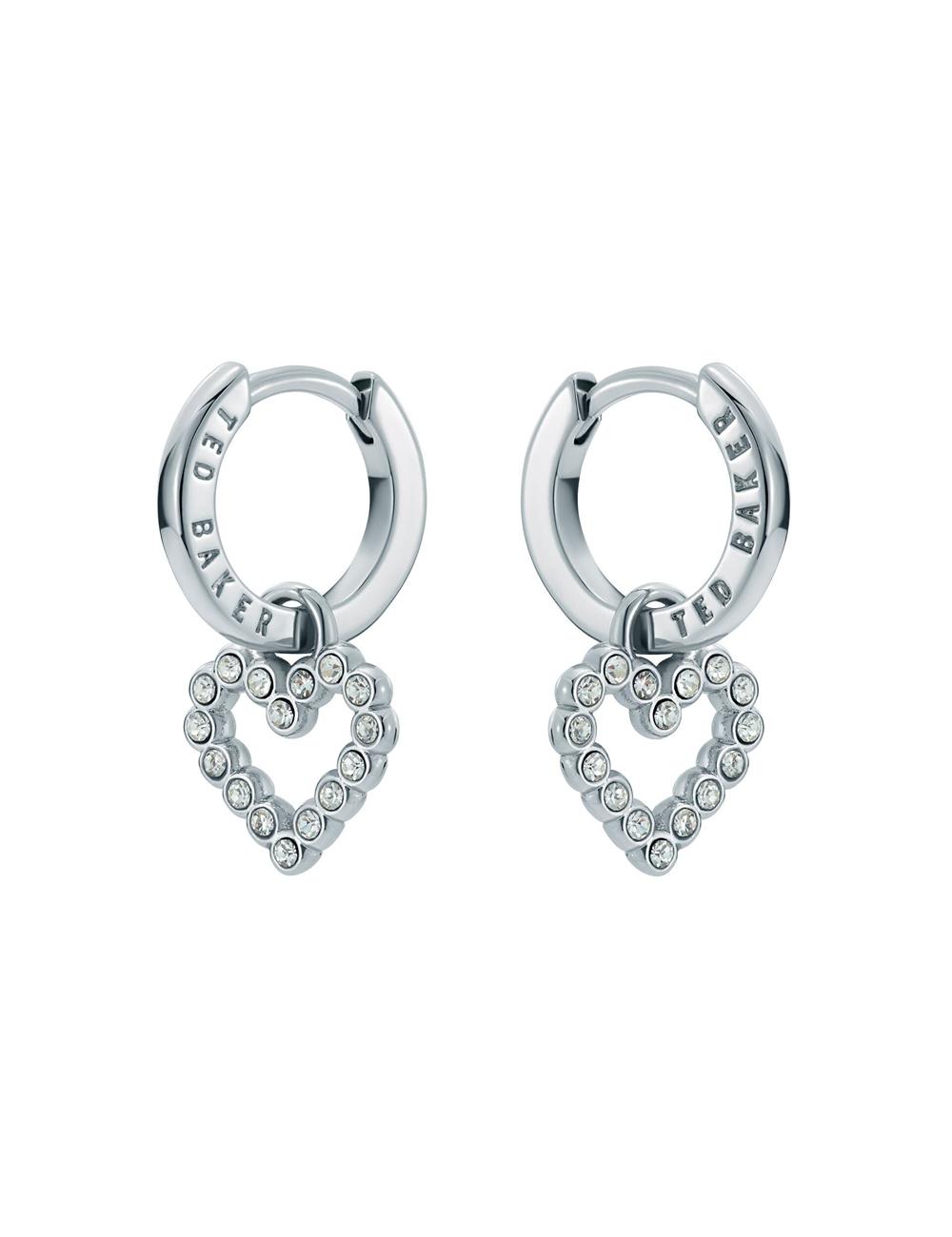 Ted Baker AMORA - Crystal Open Heart Huggie Ohrringe Damen Silber | GARDO-3951