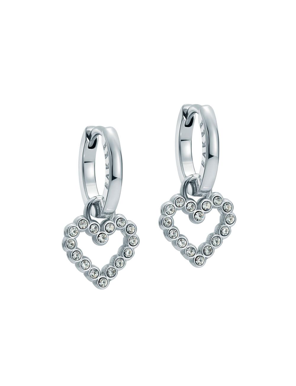 Ted Baker AMORA - Crystal Open Heart Huggie Ohrringe Damen Silber | GARDO-3951