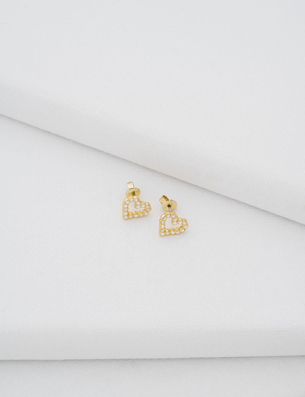 Ted Baker AMORINA -Crystal Open Heart Stud Ohrringe Damen Gold | HTXQS-4381