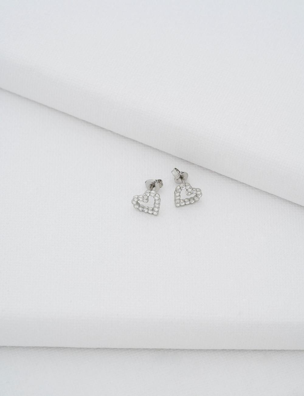 Ted Baker AMORINA - Crystal Open Heart Stud Ohrringe Damen Silber | YVUMQ-3801