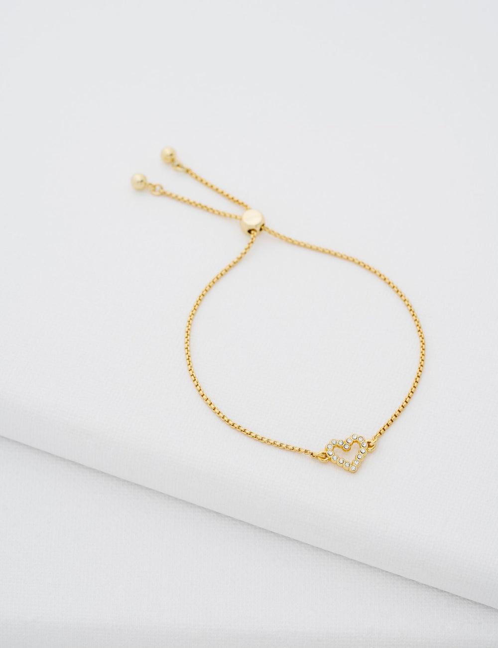 Ted Baker AMORITA - Crystal Open Heart Adjustable Armbänder Damen Gold | AFRQV-9350