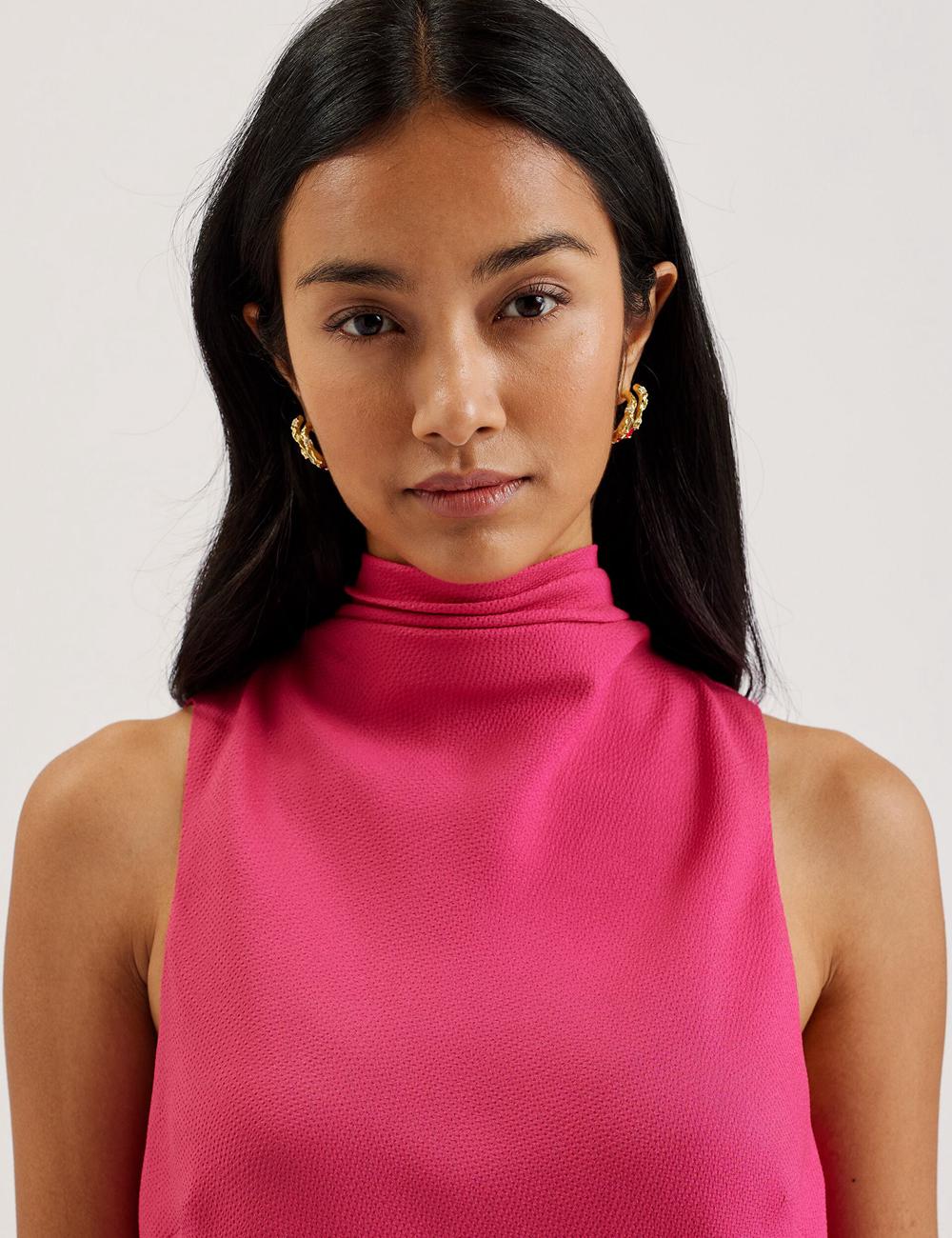 Ted Baker ANINI - Textured High Neck Sleeveless Top Bluse Damen Fuchsie | ATIBH-6031