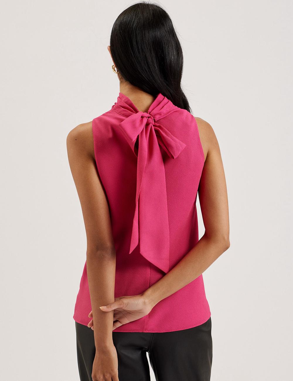 Ted Baker ANINI - Textured High Neck Sleeveless Top Bluse Damen Fuchsie | ATIBH-6031
