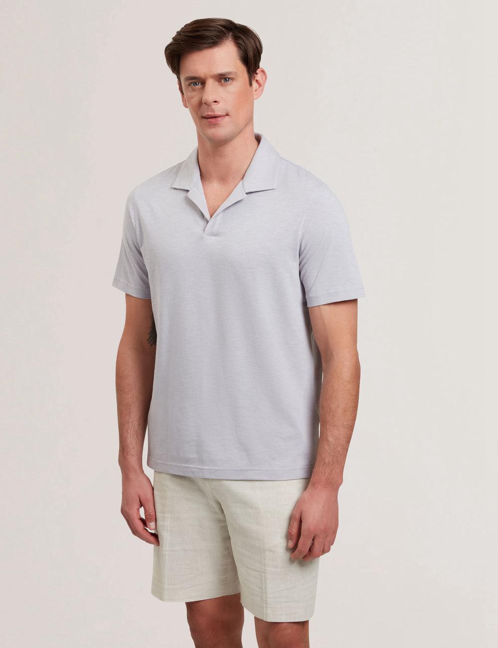 Ted Baker ANITO - Cotton Linen Open Neck Polo Shirts Herren Lila | QMCGF-9641