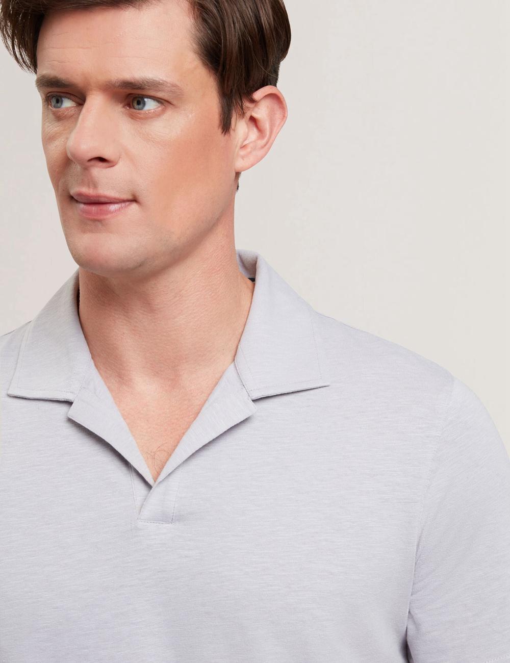 Ted Baker ANITO - Cotton Linen Open Neck Polo Shirts Herren Lila | QMCGF-9641