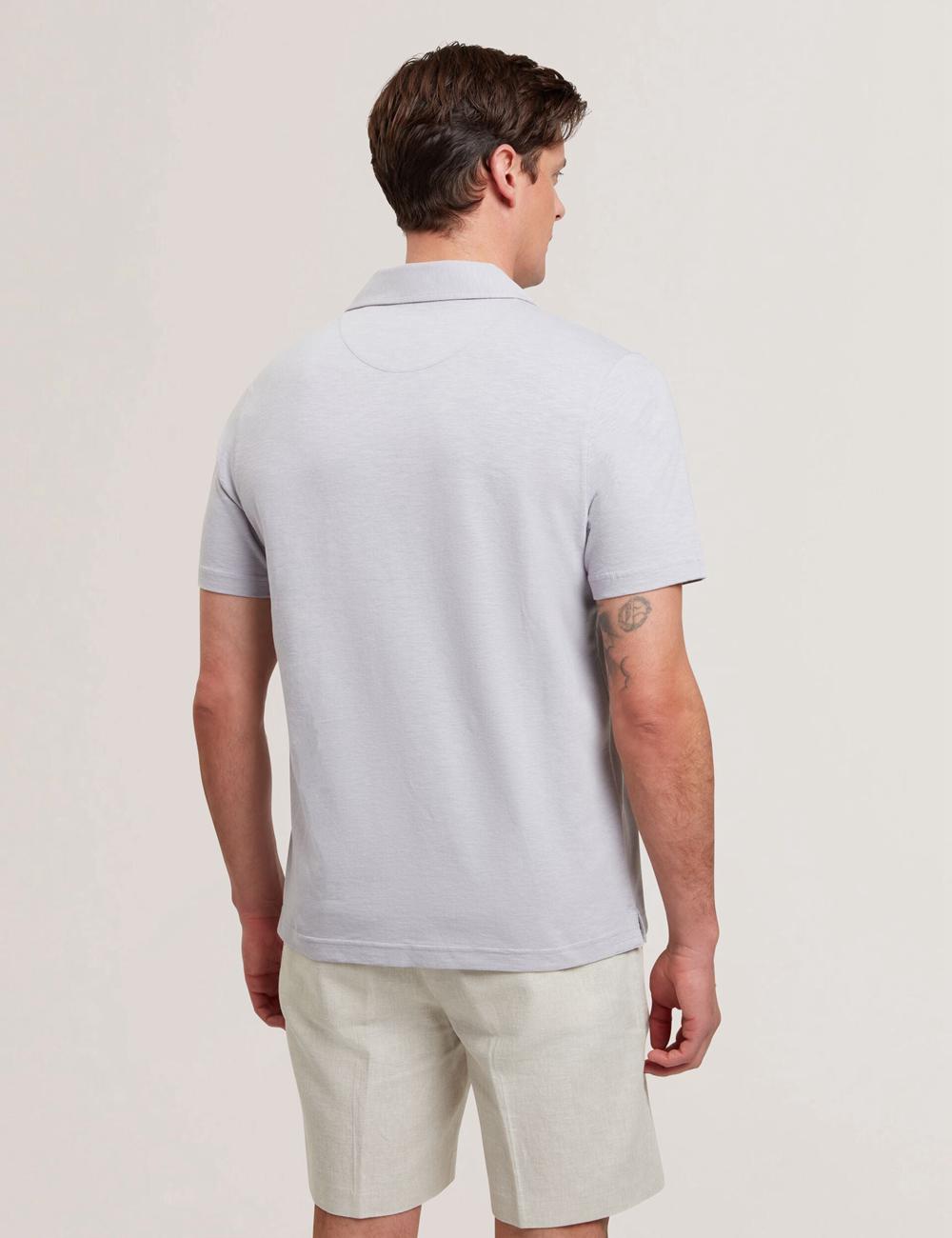 Ted Baker ANITO - Cotton Linen Open Neck Polo Shirts Herren Lila | QMCGF-9641