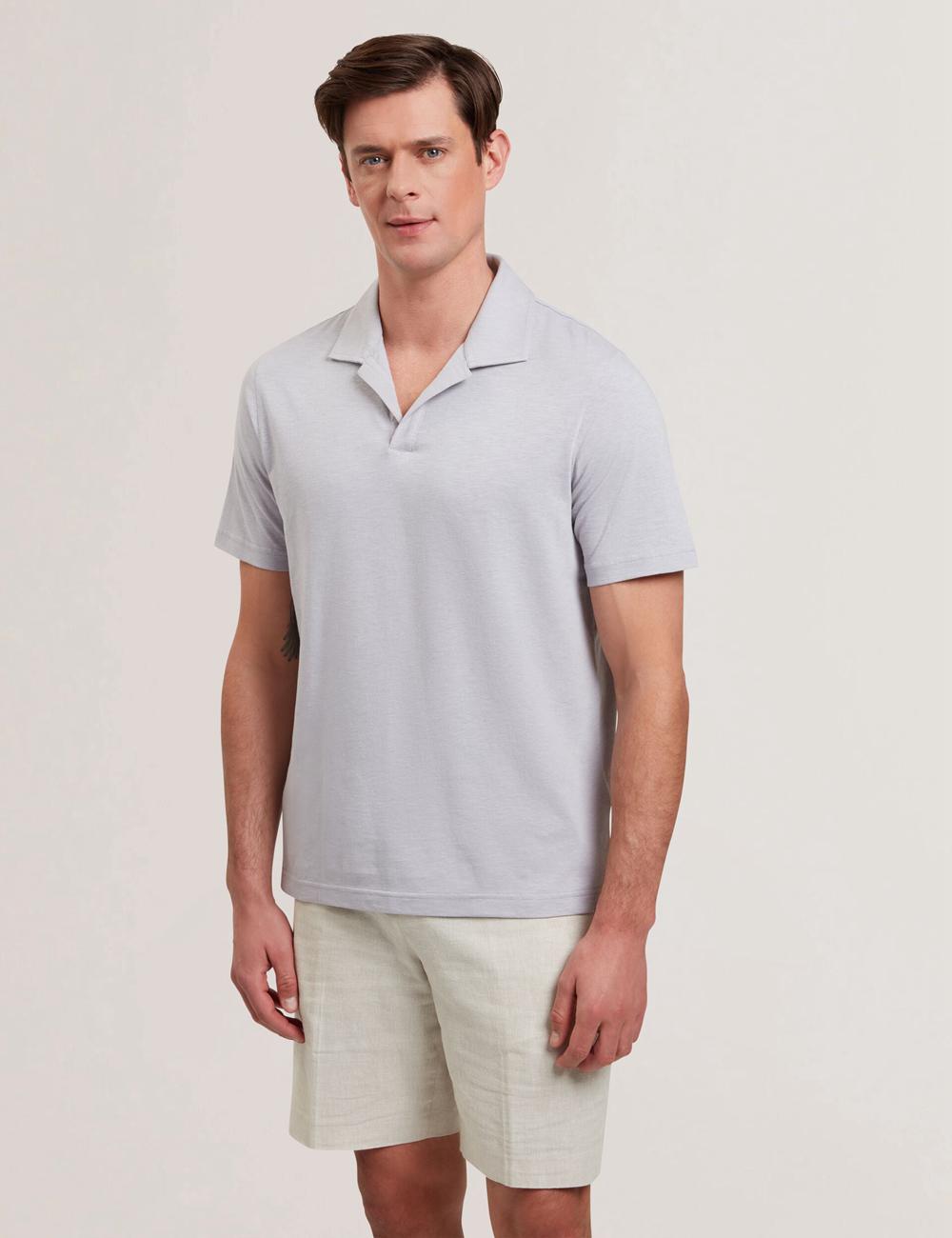 Ted Baker ANITO - Cotton Linen Open Neck Polo Shirts Herren Lila | QMCGF-9641