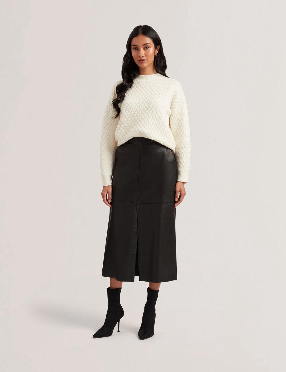 Ted Baker AOTO - Leather Pencil With Seam Detail Röcke Damen Schwarz | TBZDM-2517
