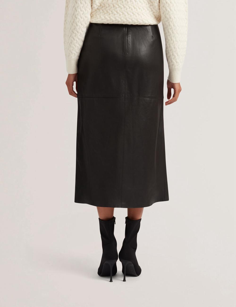 Ted Baker AOTO - Leather Pencil With Seam Detail Röcke Damen Schwarz | TBZDM-2517