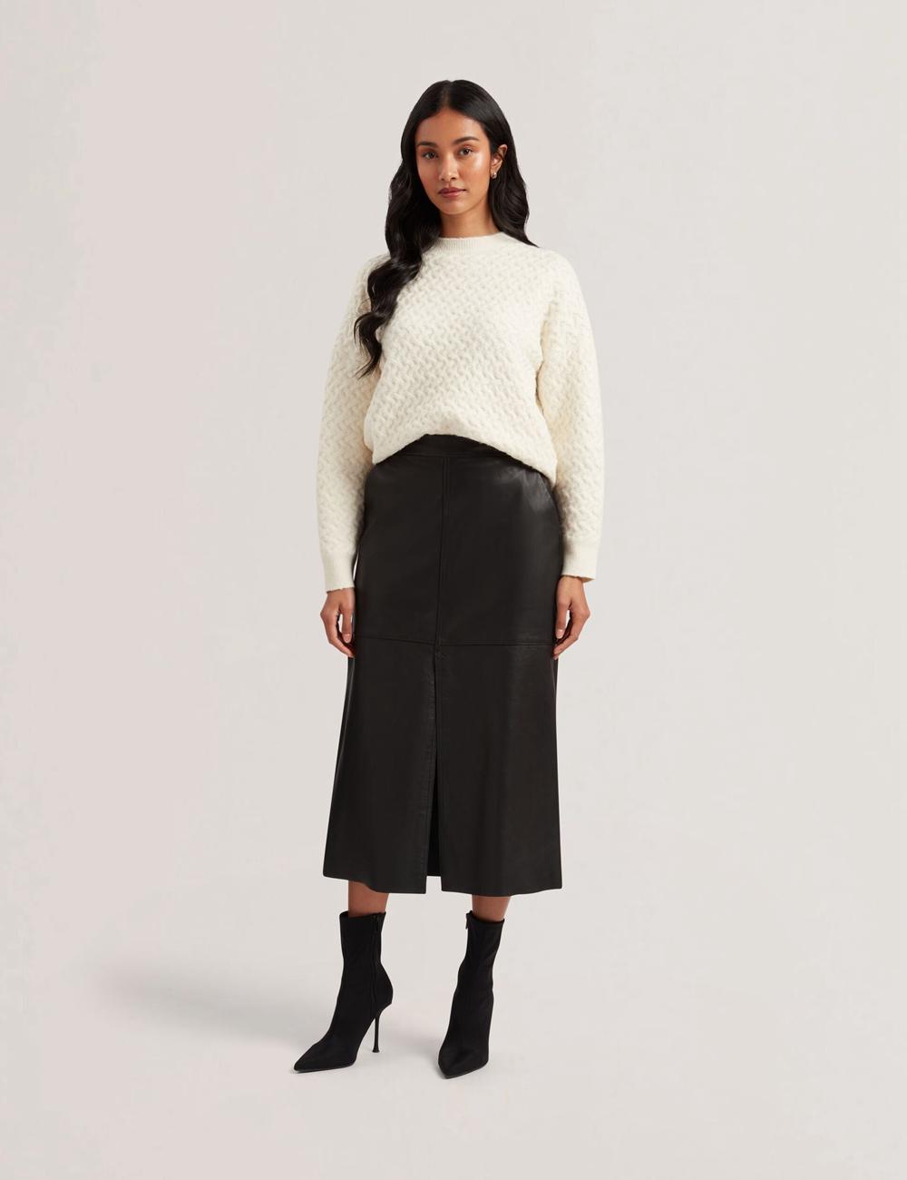 Ted Baker AOTO - Leather Pencil With Seam Detail Röcke Damen Schwarz | TBZDM-2517
