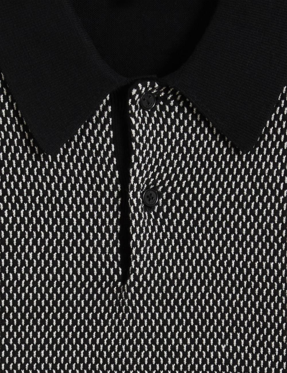 Ted Baker ARDO - Textured Knit Long Sleeve Polo Shirts Herren Schwarz | OZXYQ-9685