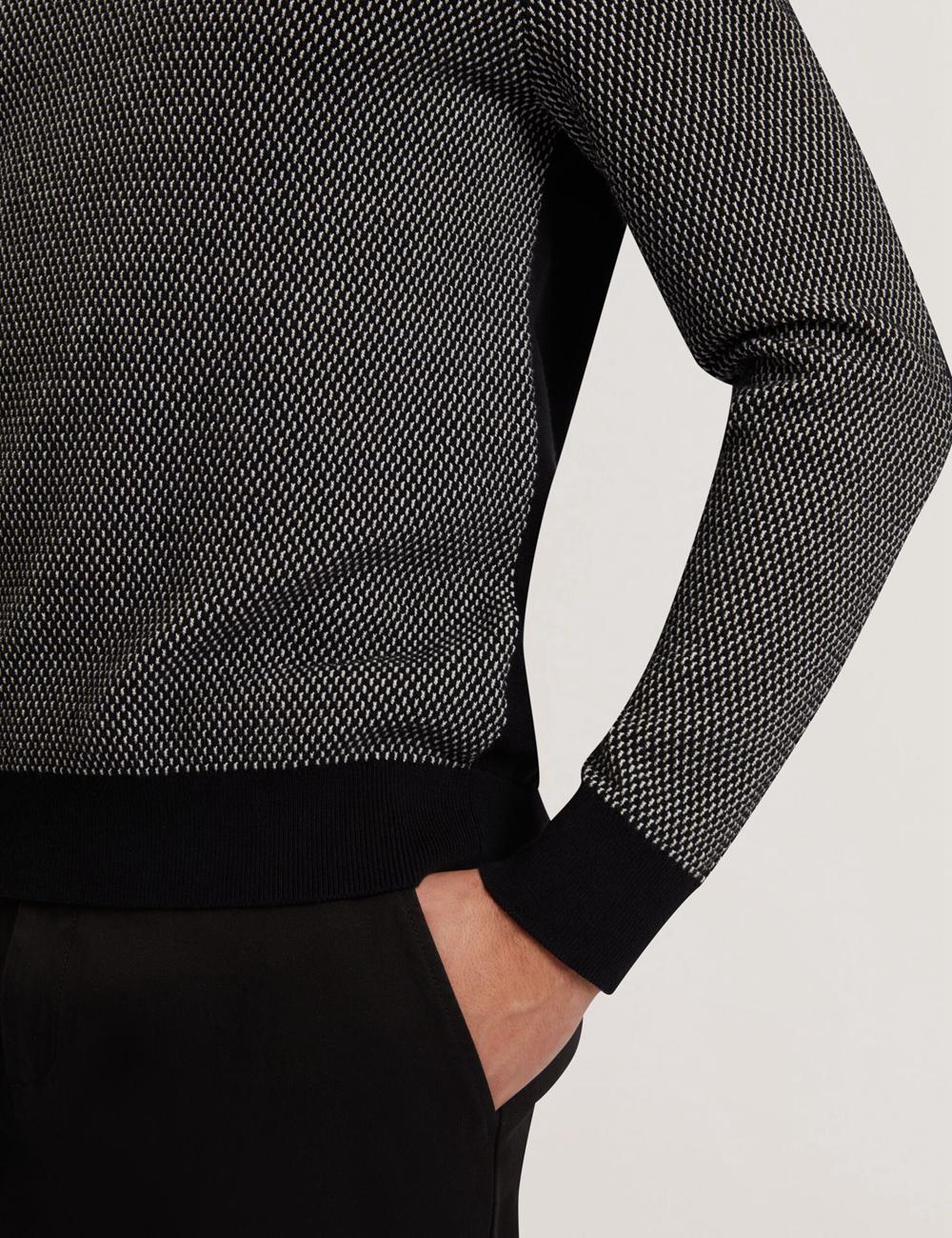 Ted Baker ARDO - Textured Knit Long Sleeve Polo Shirts Herren Schwarz | OZXYQ-9685