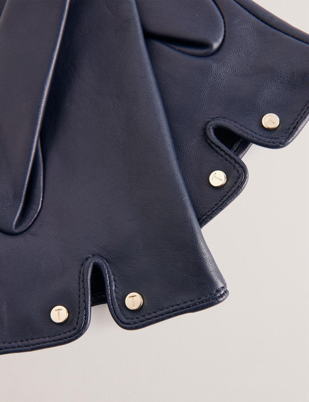 Ted Baker ARLEOS - Leather Split Cuff Handschuhe Damen Navy | USCGZ-9356
